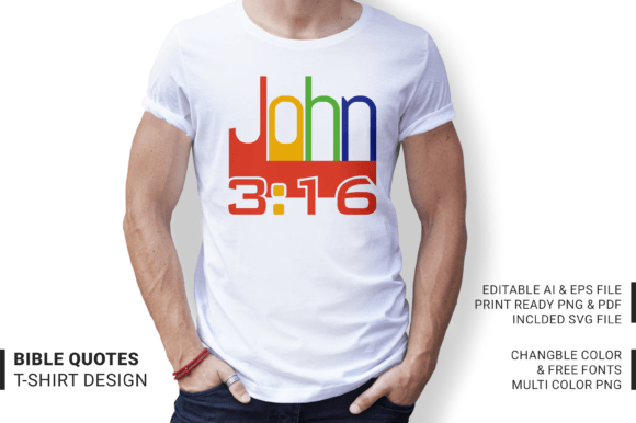 Christian Rainbow Typography: John 3:16 and 100 Unique T-Shirt Designs