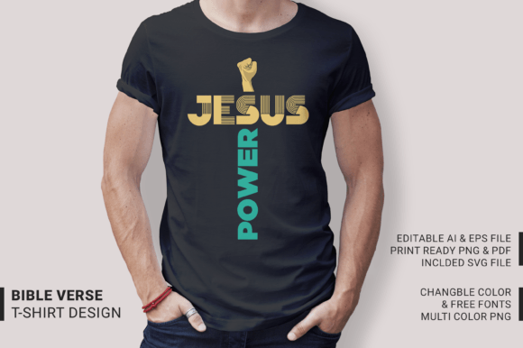 Jesus is Power: Bible Quotes Typography for Faith-Driven Expression