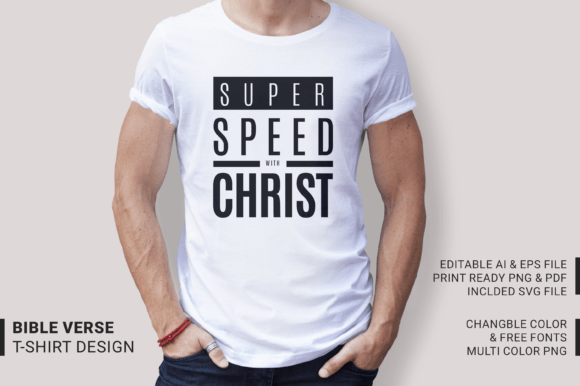 Super Speed with Jesus Christ Typography: A Unique T-Shirt Design for Faith and Fashion